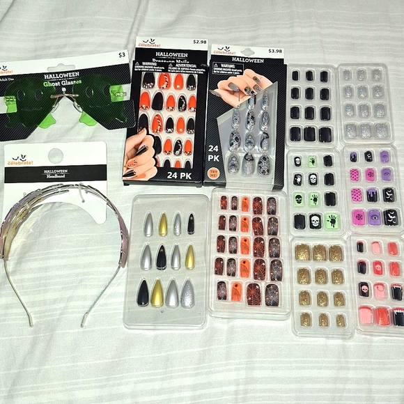Other - 168 Halloween Nails, Ghost Sunglasses & Skeleton Hands Headband